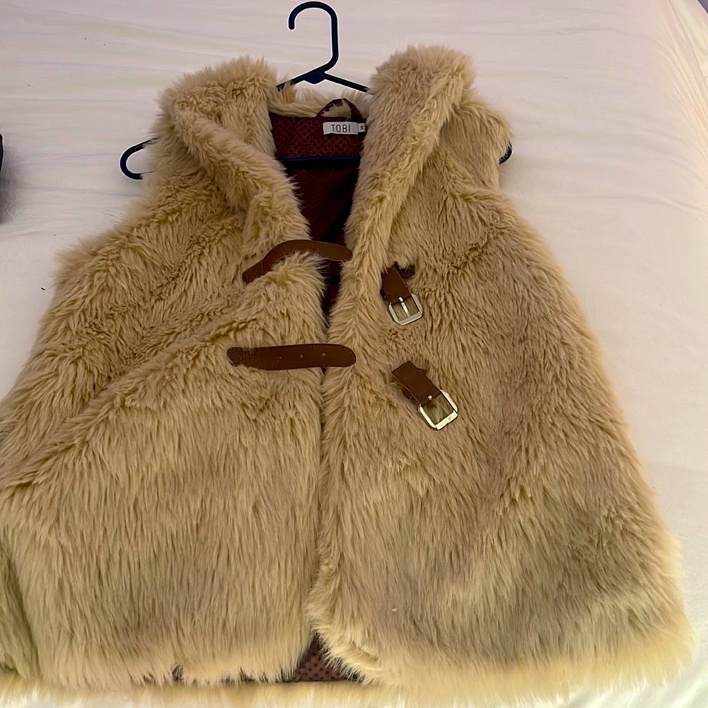 Tan faux fur vest